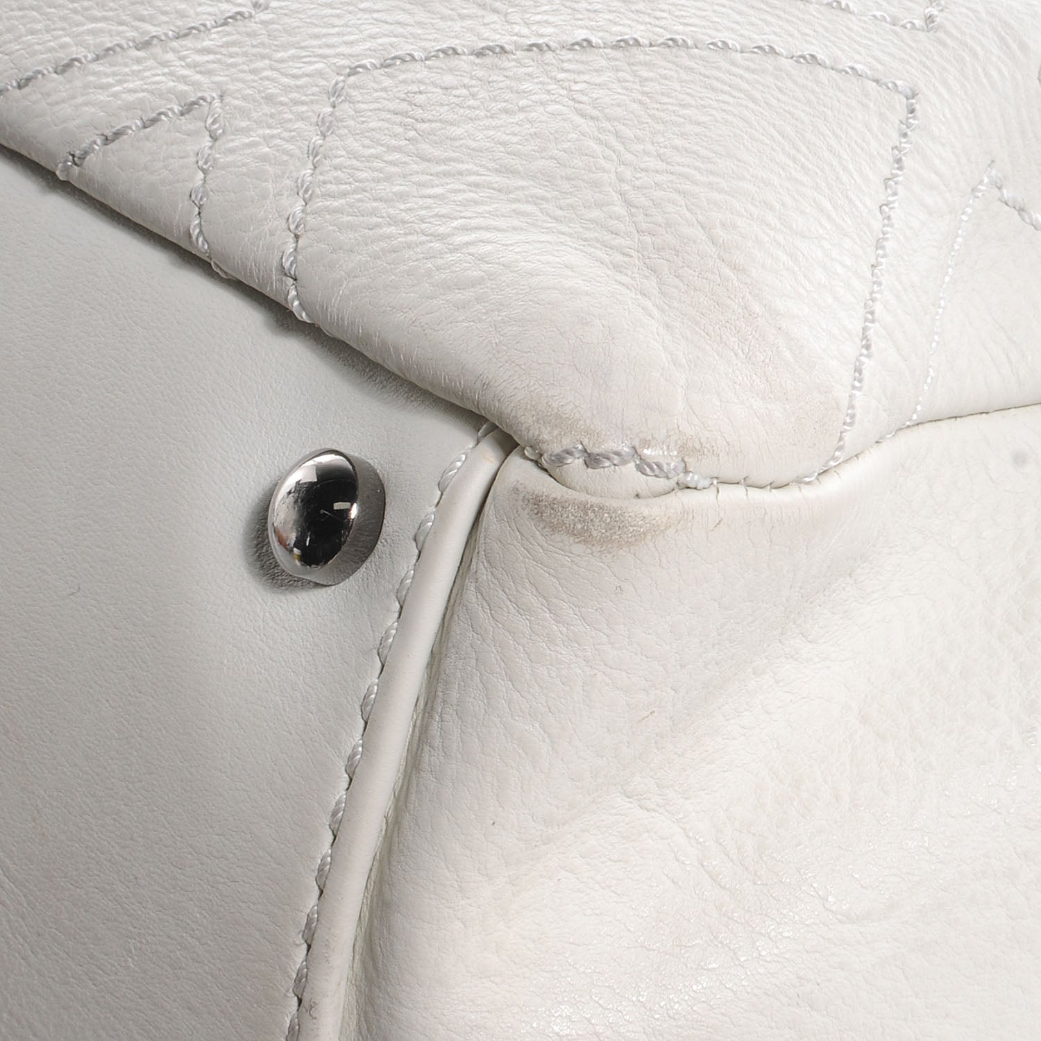 Chanel Calfskin Large Diamond Stitch Tote White 6 of 10