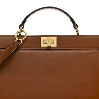 Fendi Vitello King Luxor Shiny Nappa Medium Peekaboo I SEE U East West Satchel Brandy Light Rose 9 of 20
