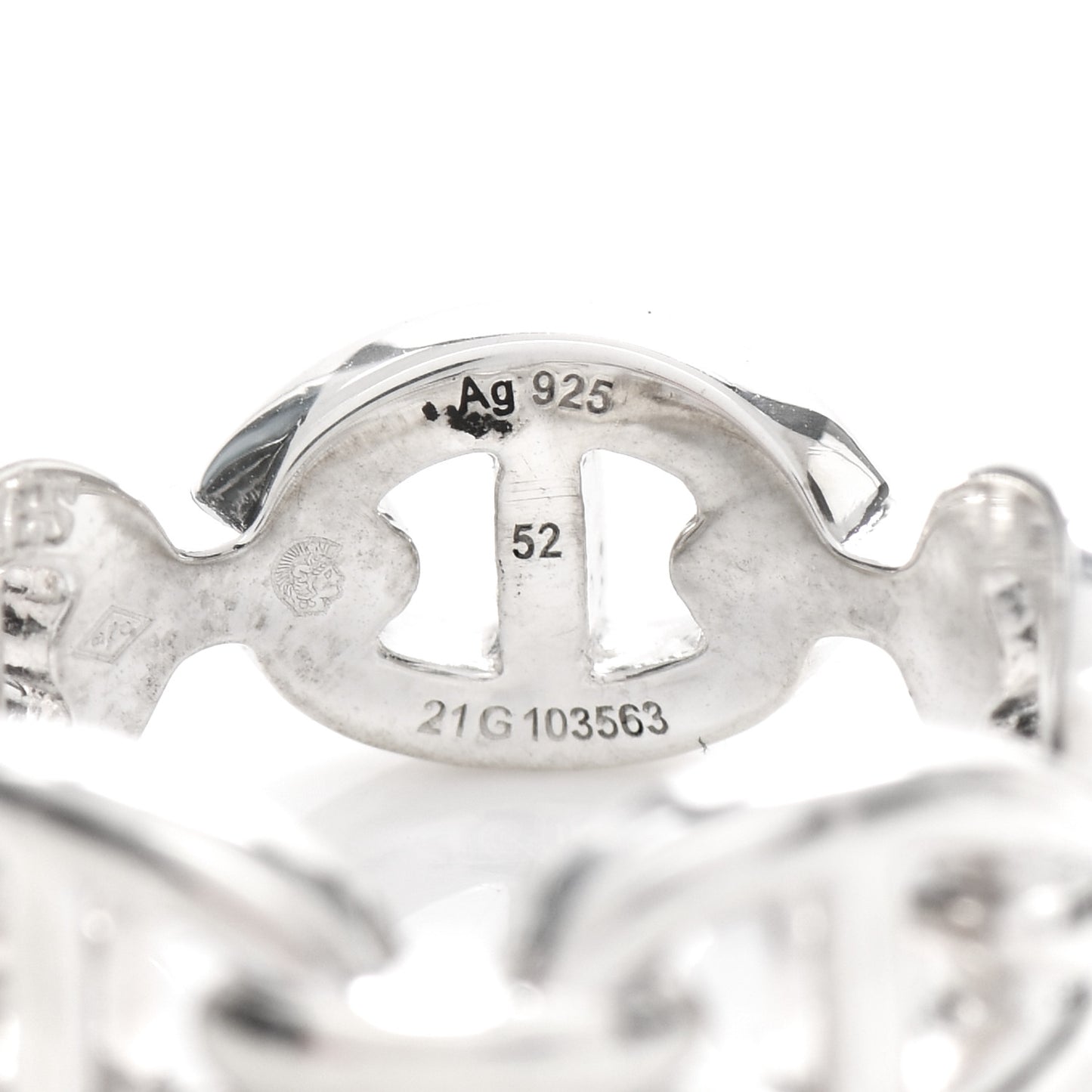 Sterling Silver PM Chaine d'Ancre Enchainee Band Ring 52 6