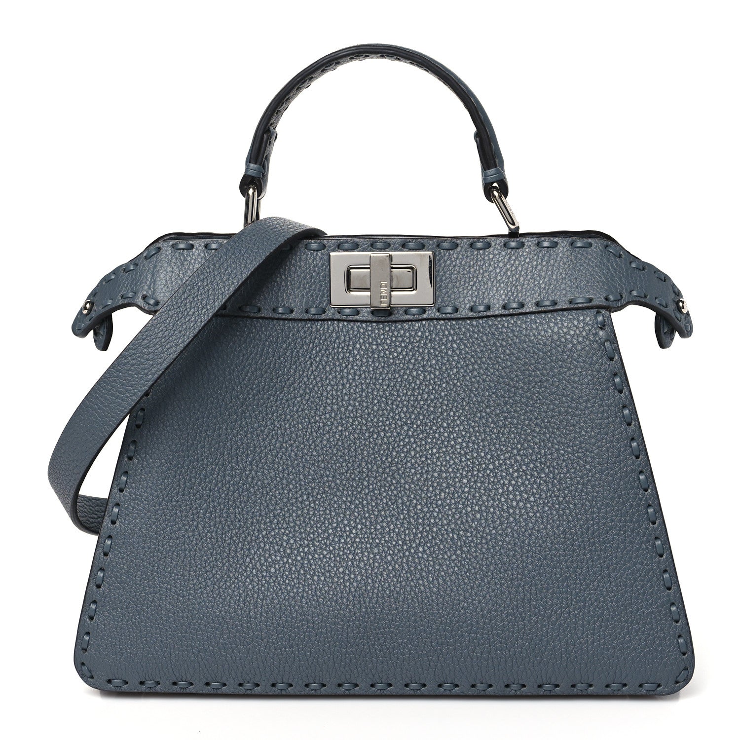 Fendi Cuoio Romano Selleria Chamois Small Peekaboo I SEE U Satchel Asfalto 1 of 11