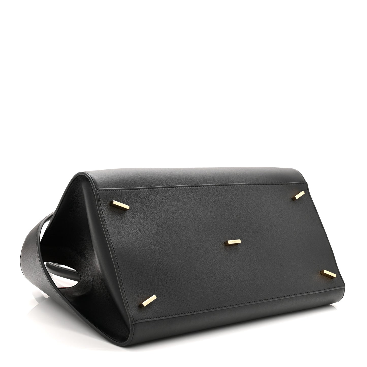 Calfskin Large Hug Soft Bicolor Shoulder Bag Black Flame Red