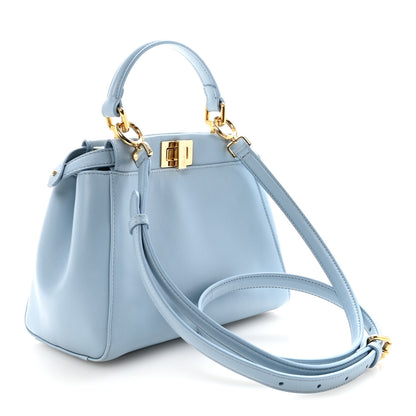 Fendi Nappa Mini Peekaboo Iconic Satchel Azzurro Baby 3 of 9