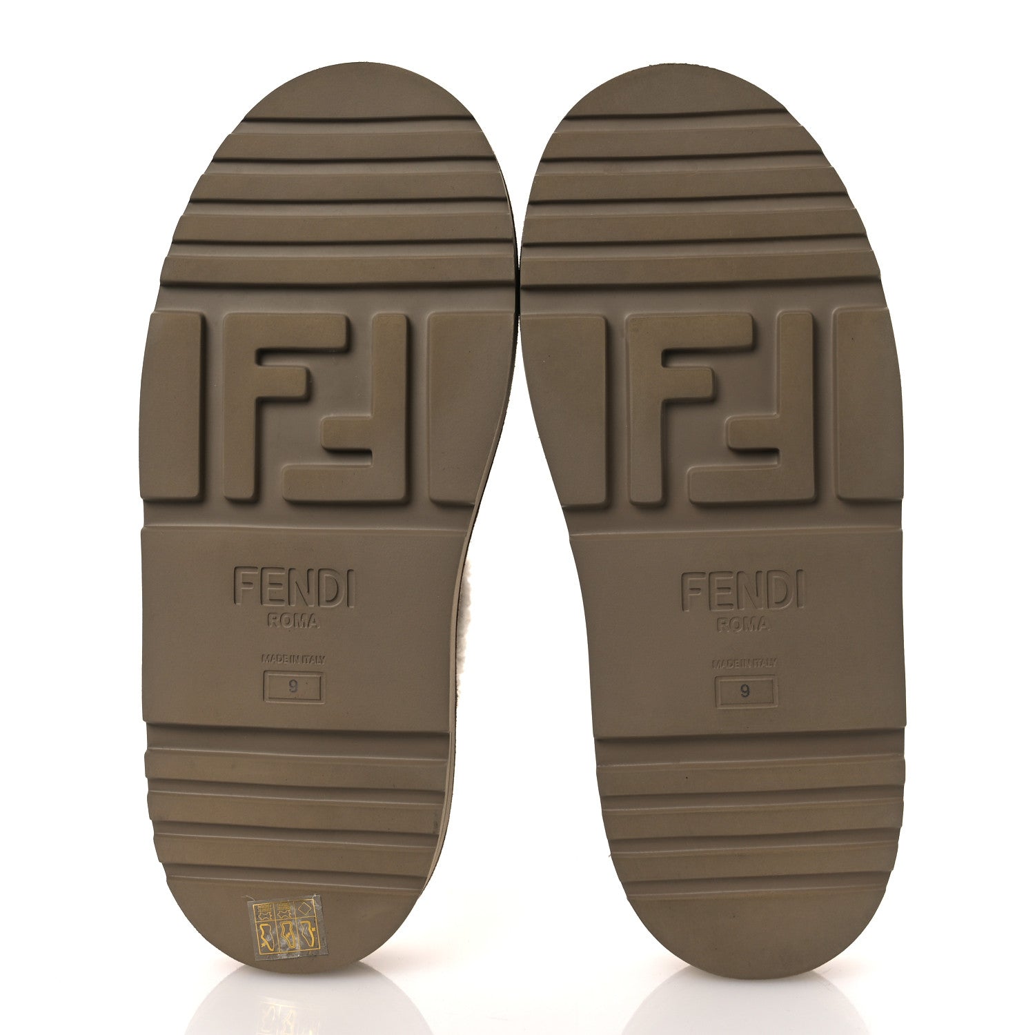 Fendi Suede Shearling FF Embossed Mens Sabot Mules 39 Brown 7 of 12