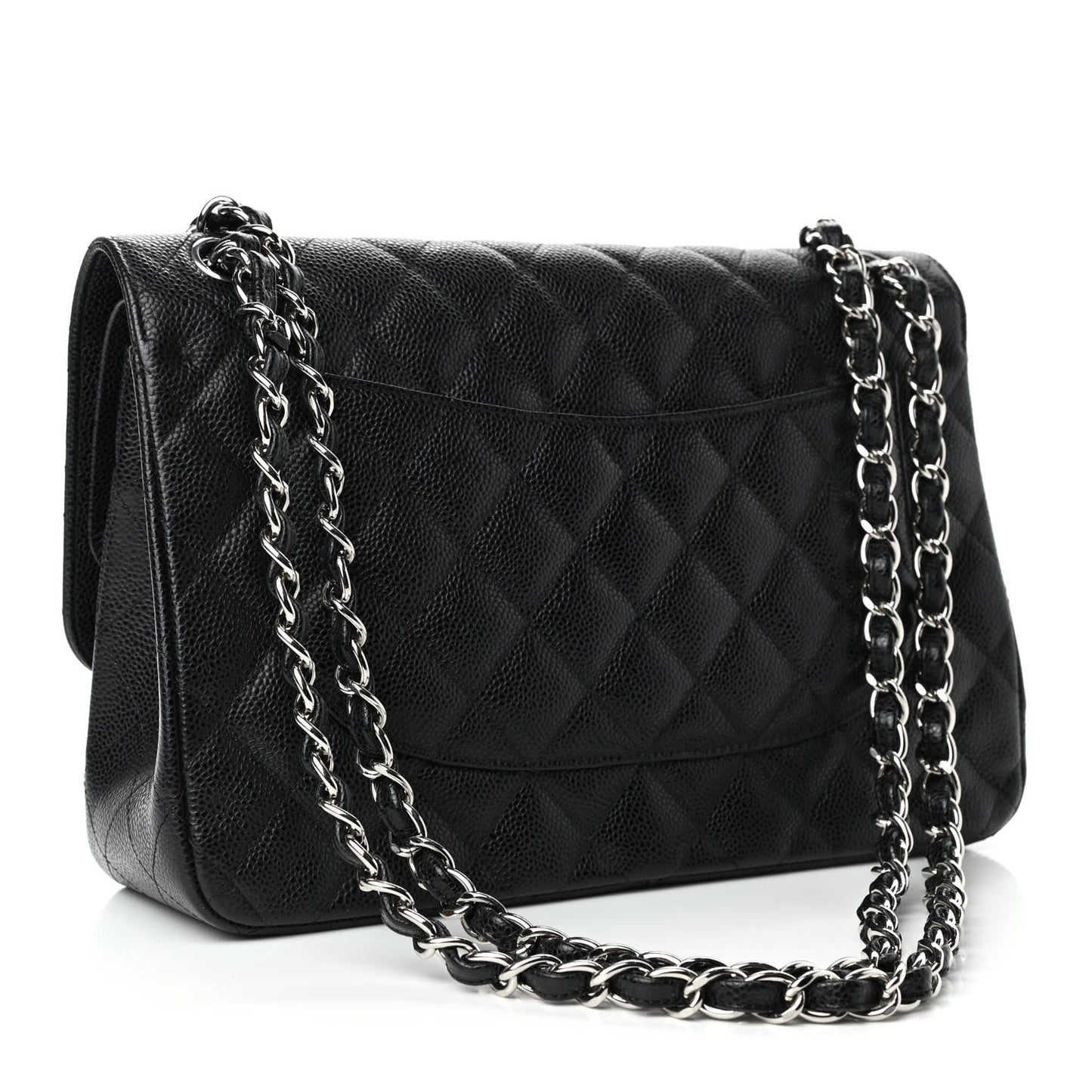 Caviar Quilted Jumbo Double Flap Black