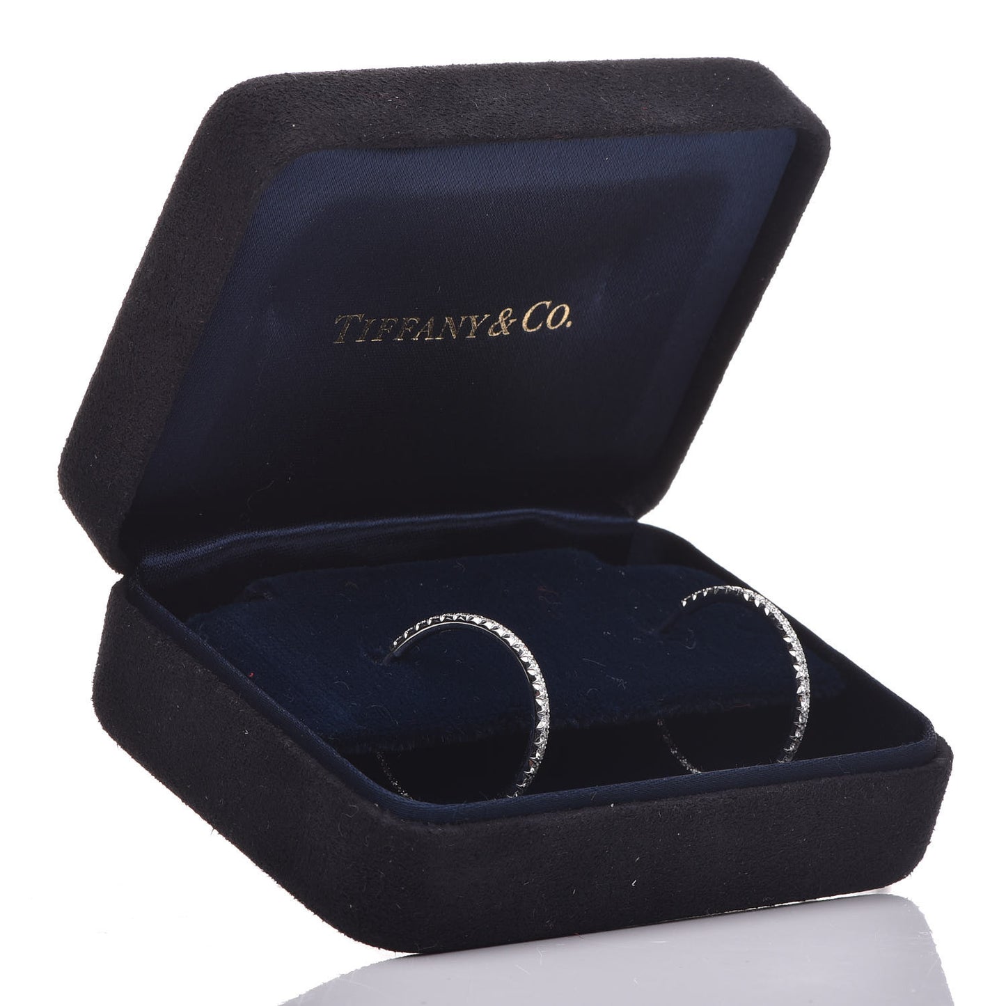 18K White Gold Diamond Medium Metro Hoop Earrings