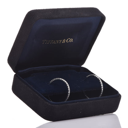 Tiffany 18K White Gold Diamond Medium Metro Hoop Earrings 6 of 6
