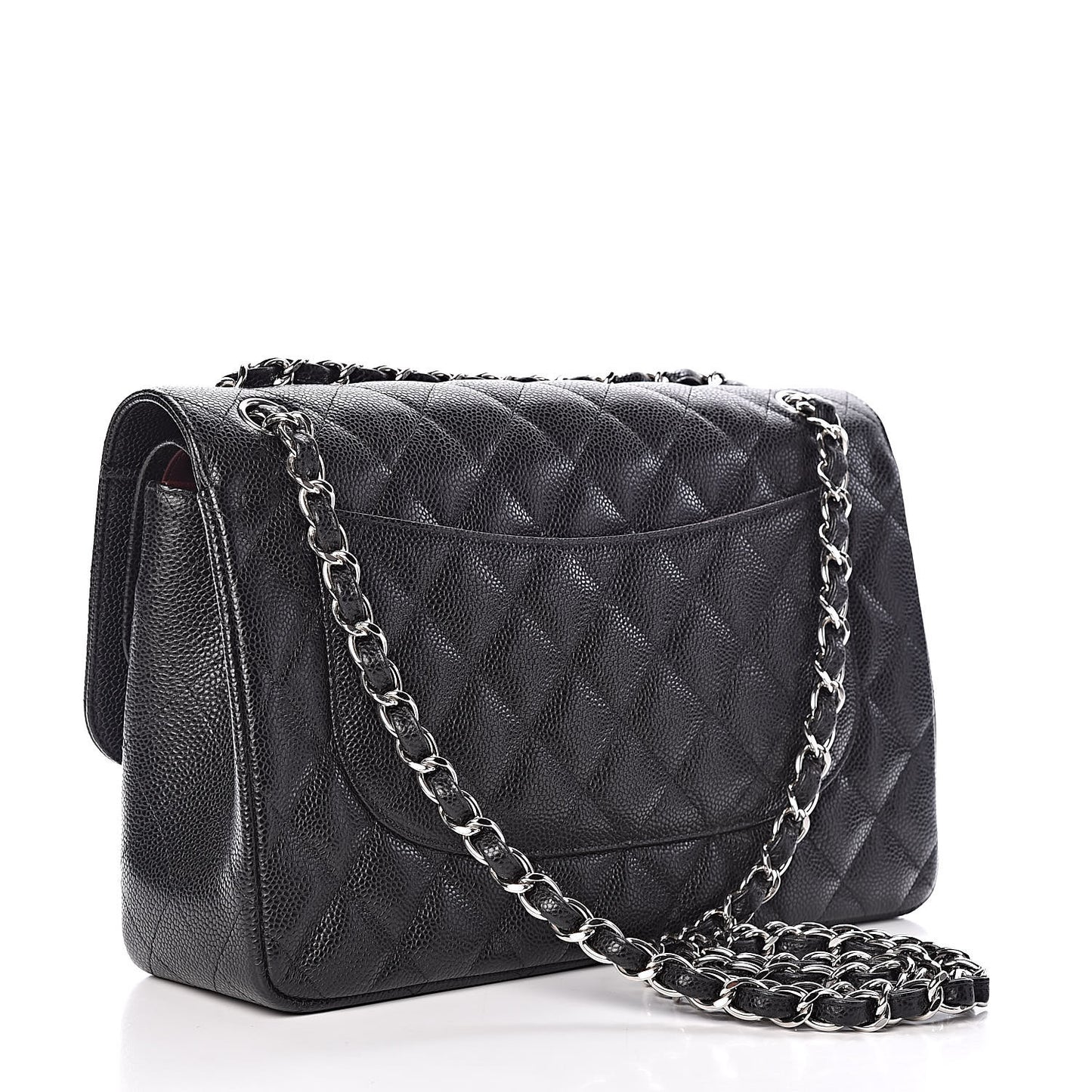 Caviar Quilted Jumbo Double Flap Black