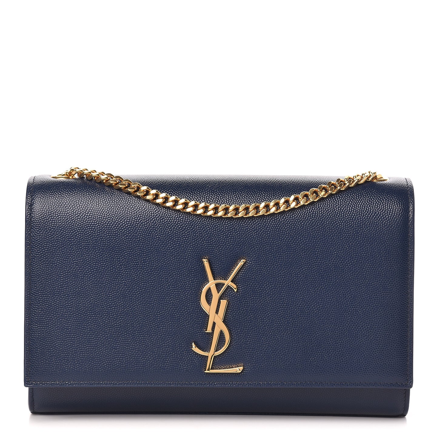 Grain De Poudre Medium Classic Monogram Kate Satchel Denim Blue