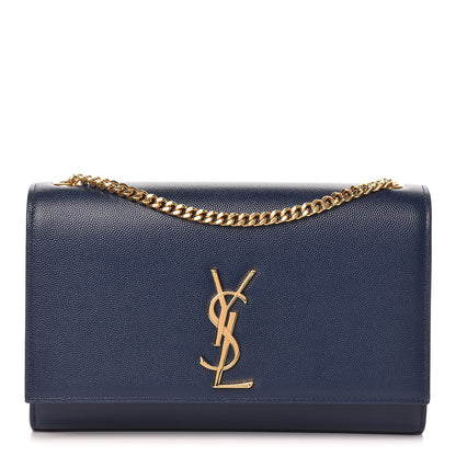 Saint Laurent Grain De Poudre Medium Classic Monogram Kate Satchel Denim Blue 1 of 9