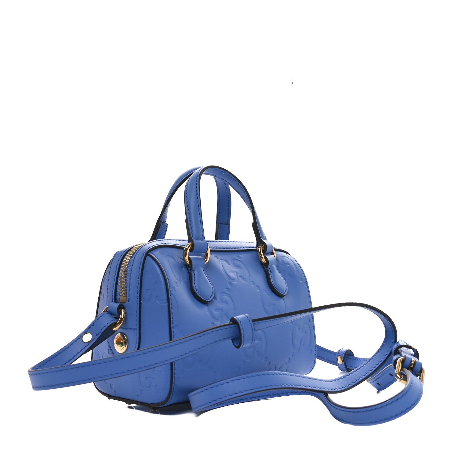 最最終値下げ！！ x Gucci GGチュールトップ ブルー Gucci Calfskin Jumbo GG Embossed Super Mini Top Handle Bowler Bag