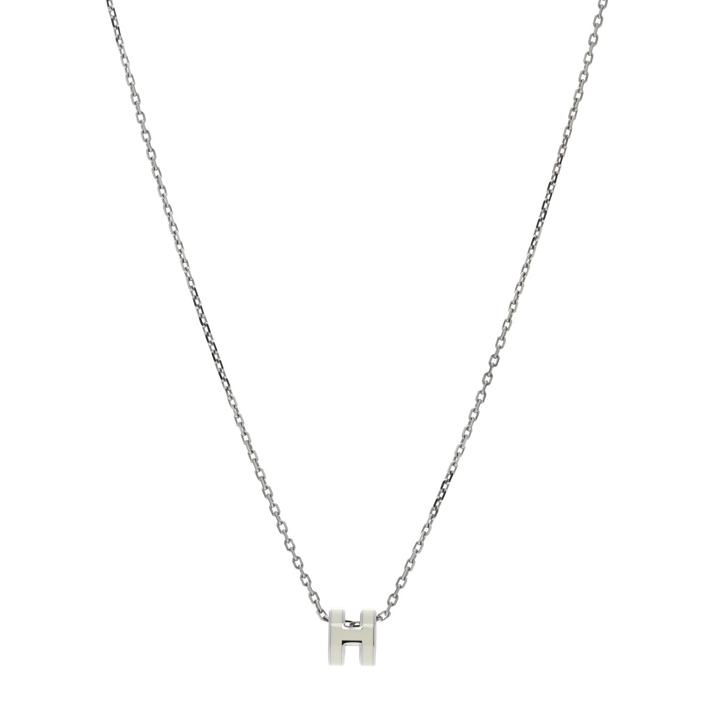 Lacquered Palladium Mini Pop H Pendant Necklace White