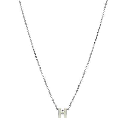 Hermes Lacquered Palladium Mini Pop H Pendant Necklace White 1 of 6