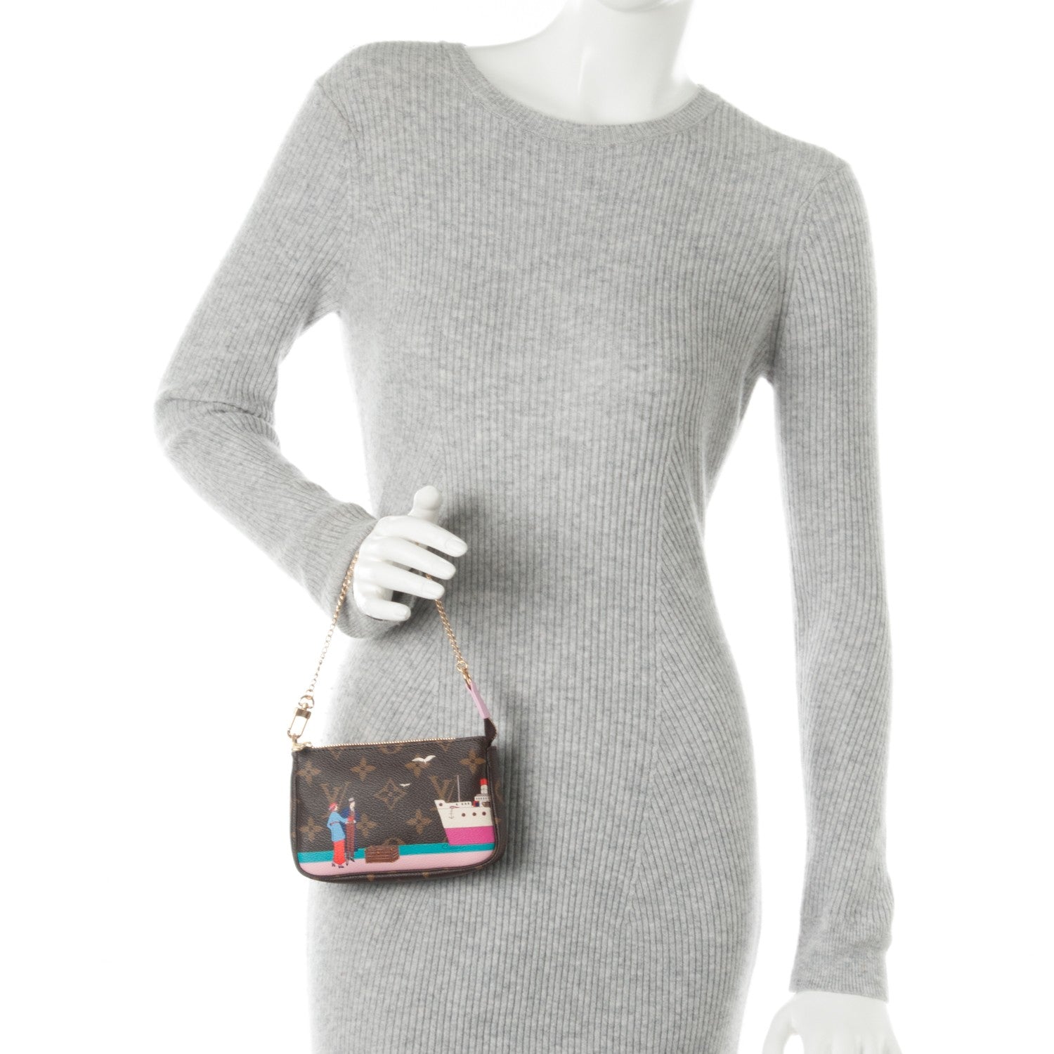 Louis Vuitton Monogram 2016 Christmas Animation Mini Pochette Accessories Rose Ballerine 2 of 7