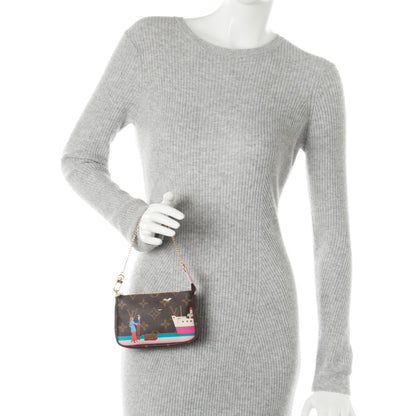 Louis Vuitton Monogram 2016 Christmas Animation Mini Pochette Accessories Rose Ballerine 2 of 7