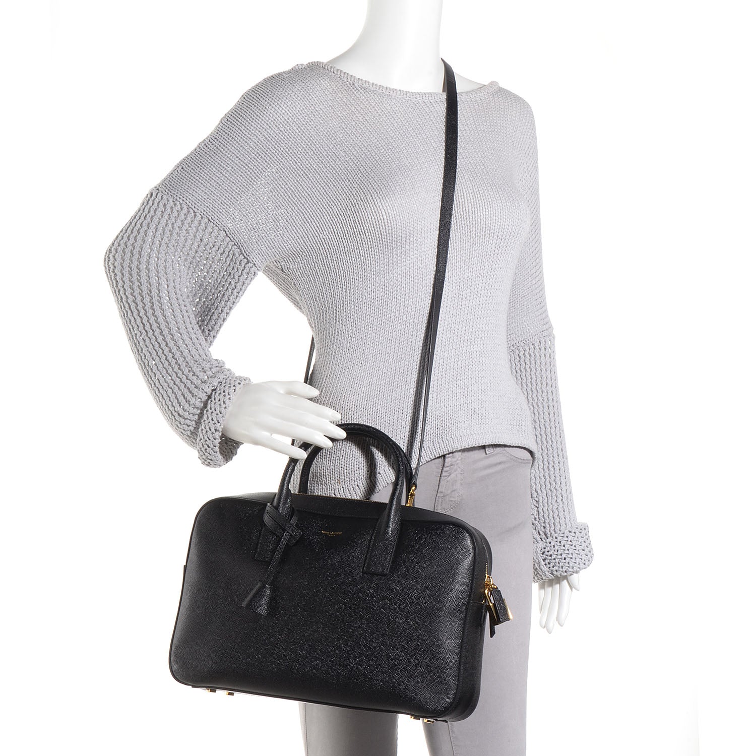 Saint Laurent Grain de Poudre Medium Museum Briefcase Black 2 of 9