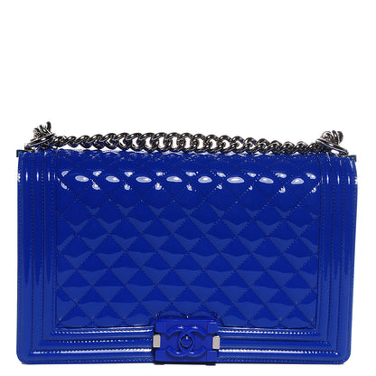 Chanel Patent Leather Large Boy Flap Plexiglass Bright Blue 1 of 7
