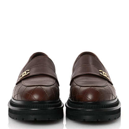 Chanel Calfskin Quilted CC Mocassin Loafers 41 Brown 3 of 14