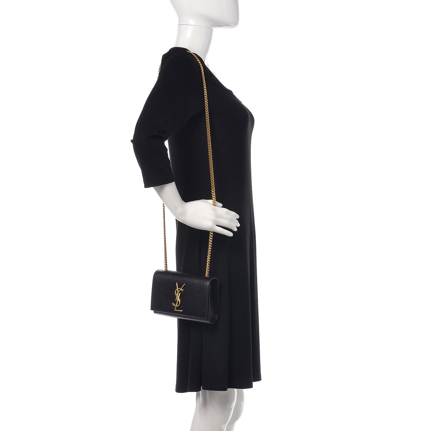 Saint Laurent Grain De Poudre Small Monogram Kate Satchel Black 2 of 11