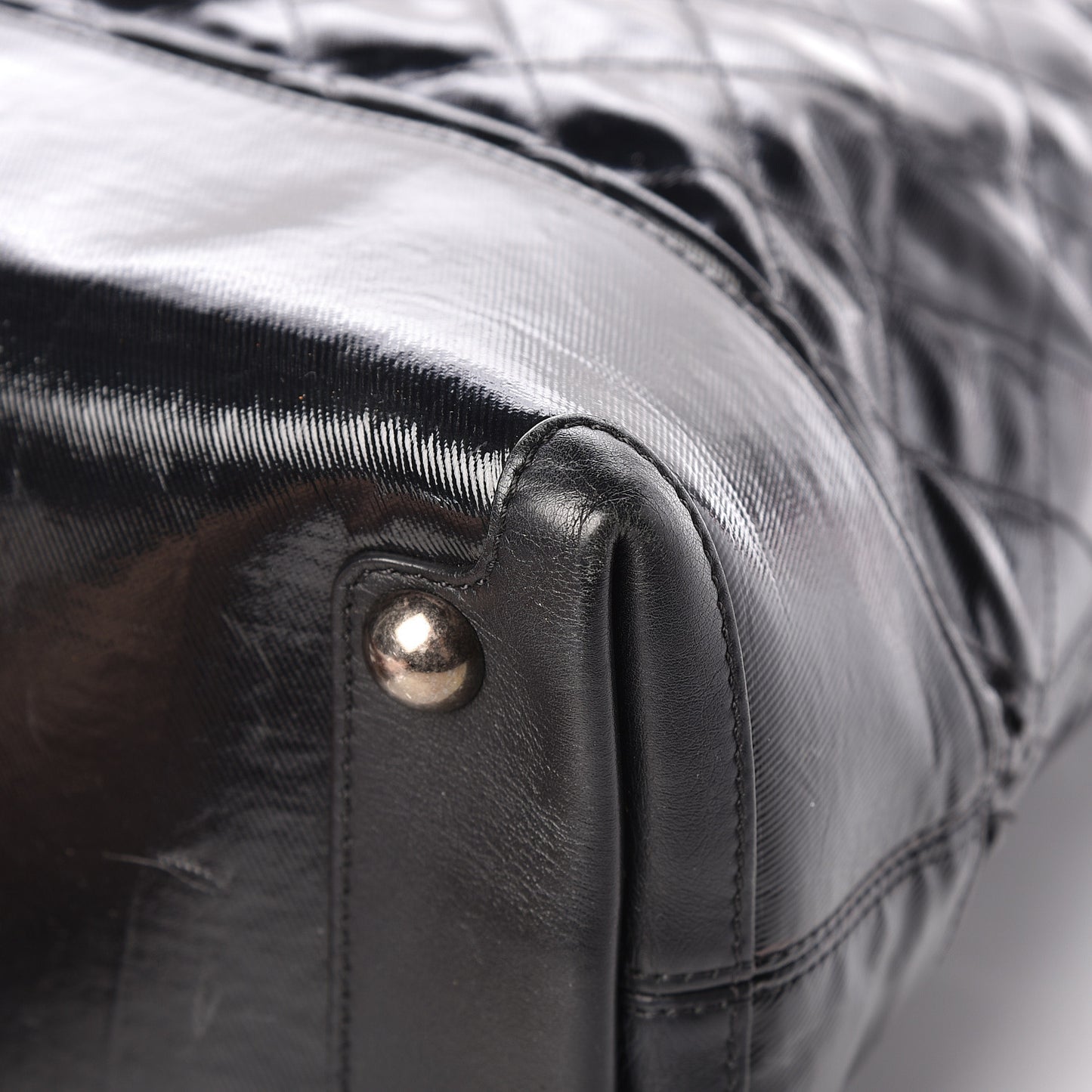 Calfskin Coated Canvas Quilted Tote Black