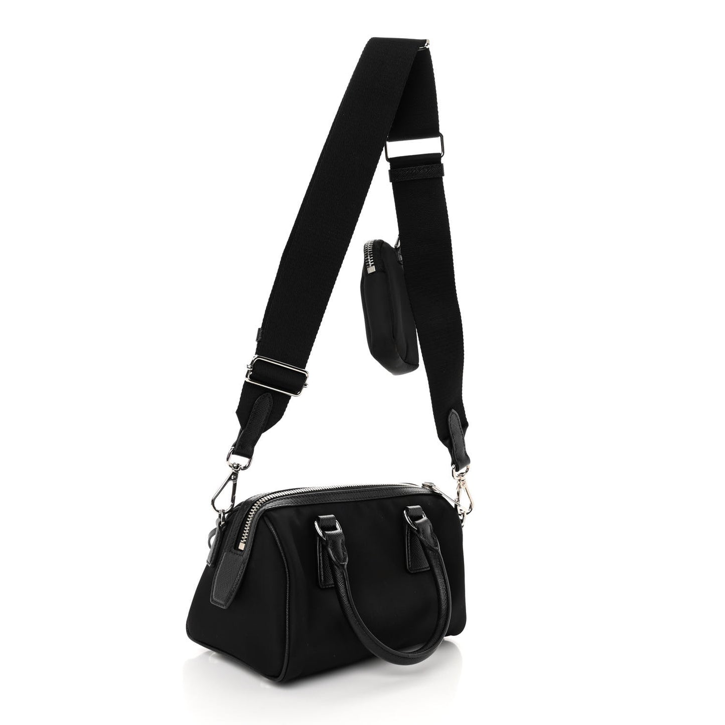 Nylon Saffiano Re-Edition 2005 Top Handle Crossbody Bag Black