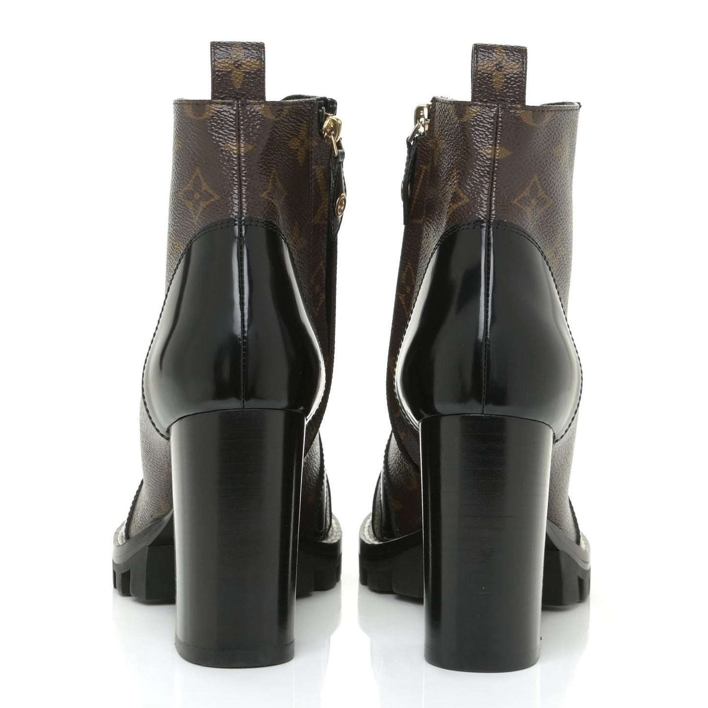 Patent Calfskin Monogram Star Trail Ankle Boots 39 Black