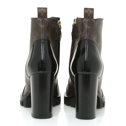 Louis Vuitton Patent Calfskin Monogram Star Trail Ankle Boots 39 Black 4 of 12