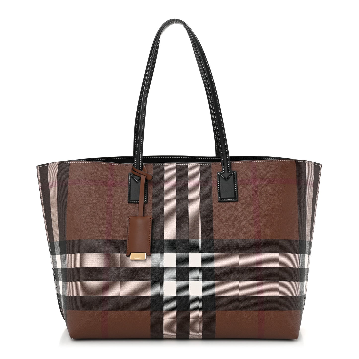 E-Canvas Check Medium Soft TB Tote Dark Birch Brown