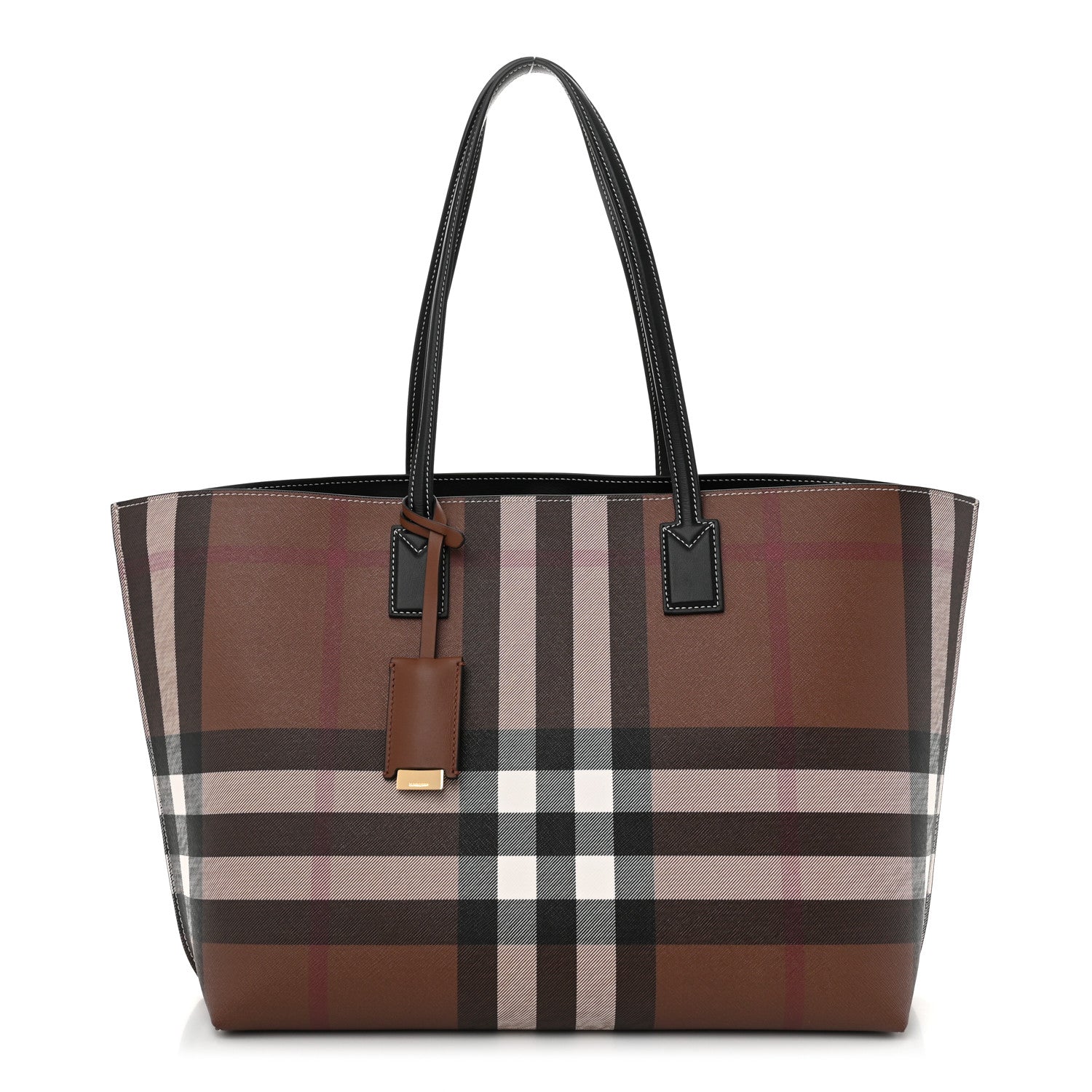 Burberry E-Canvas Check Medium Soft TB Tote Dark Birch Brown 1 of 10
