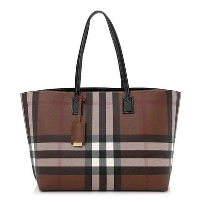 Burberry E-Canvas Check Medium Soft TB Tote Dark Birch Brown 1 of 10
