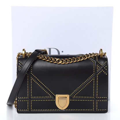 Christian Dior Lambskin Studded Medium Diorama Flap Bag Black 17 of 17
