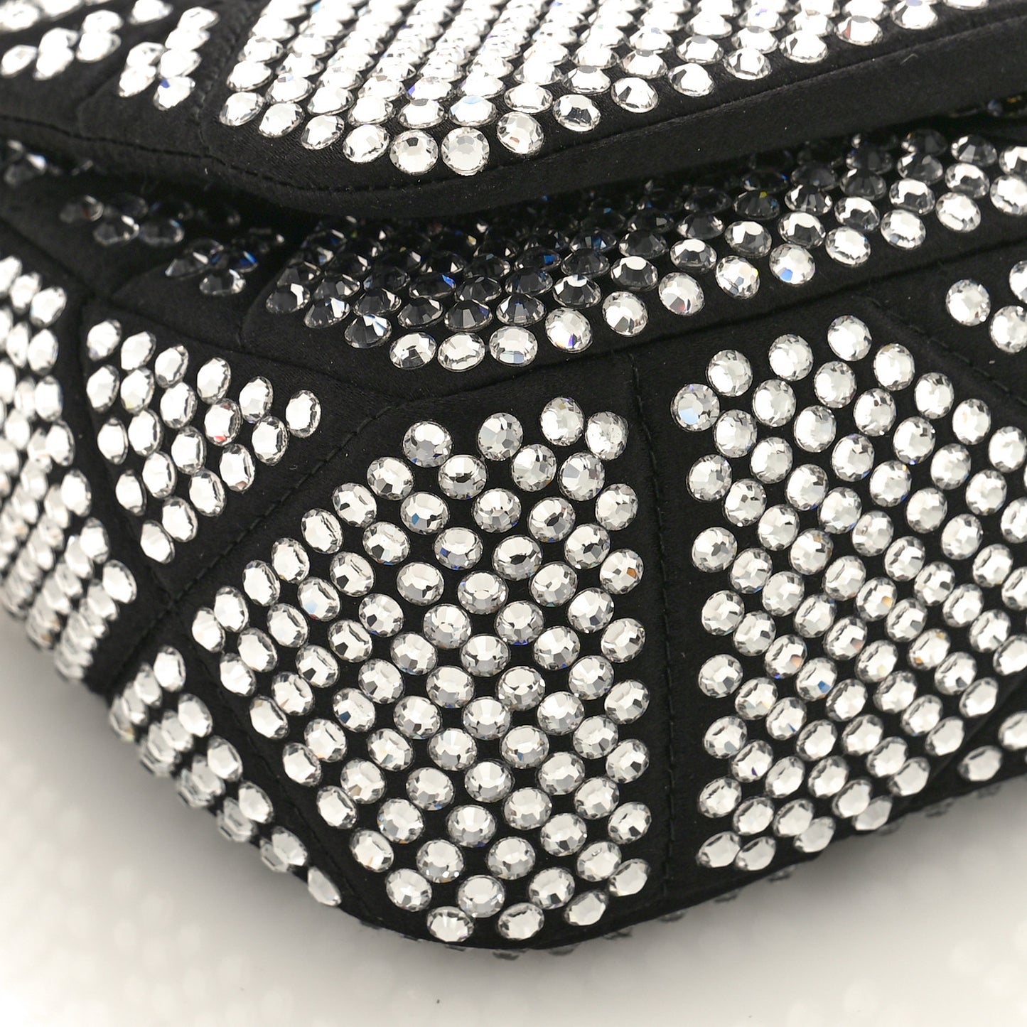 Satin Crystal Mini Bag With Chain Black