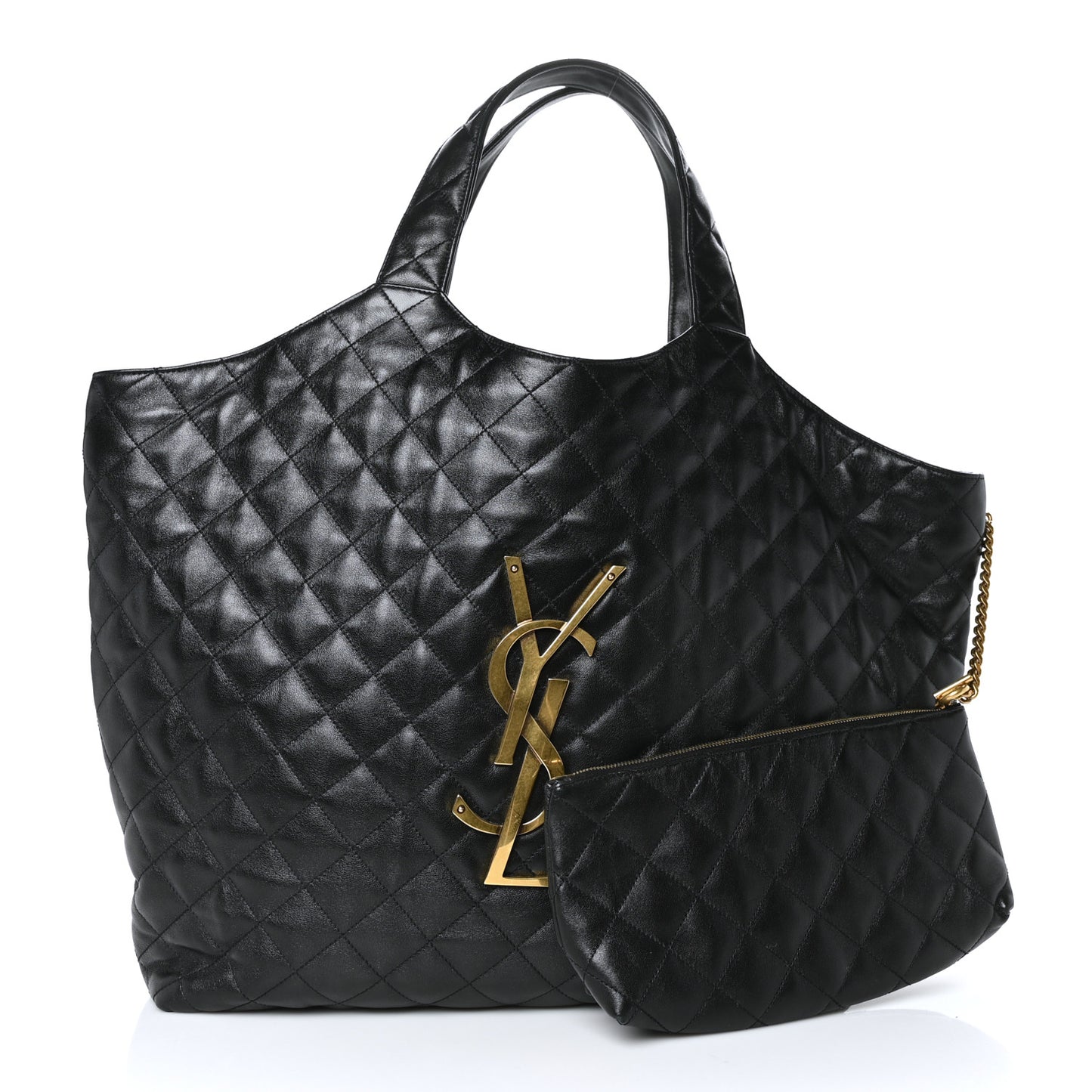 Lambskin Quilted Maxi Icare Shopping Tote Black