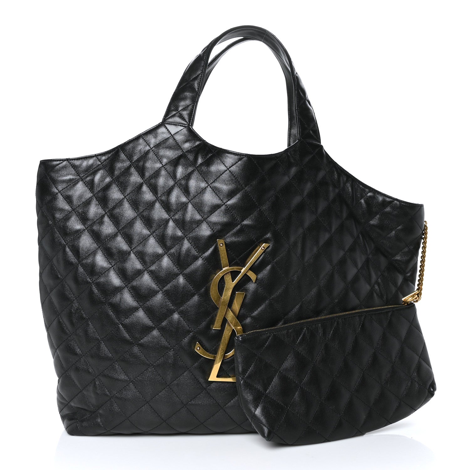 Saint Laurent Lambskin Quilted Maxi Icare Shopping Tote Black 3 of 9