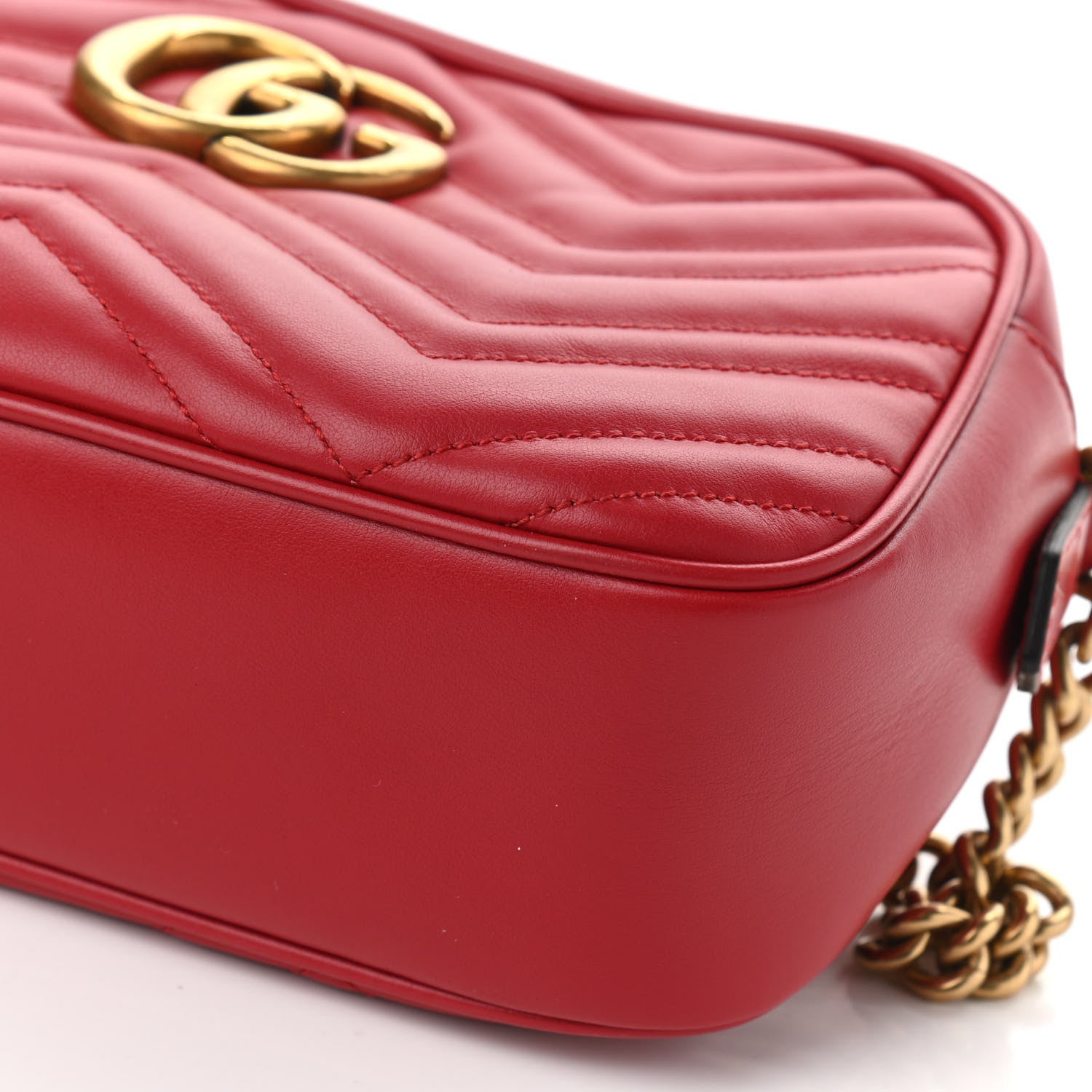 Gucci Calfskin Matelasse Small GG Marmont Chain Shoulder Bag Hibiscus Red 17 of 17