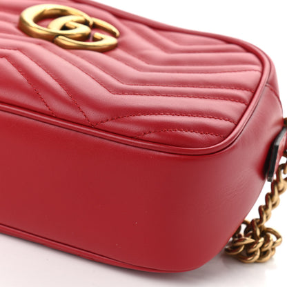 Gucci Calfskin Matelasse Small GG Marmont Chain Shoulder Bag Hibiscus Red 17 of 17
