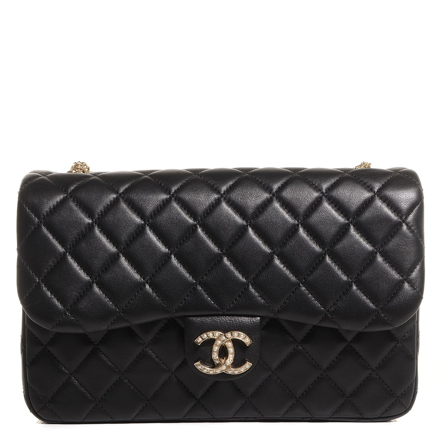 Lambskin Medium Westminster Pearl Flap Black