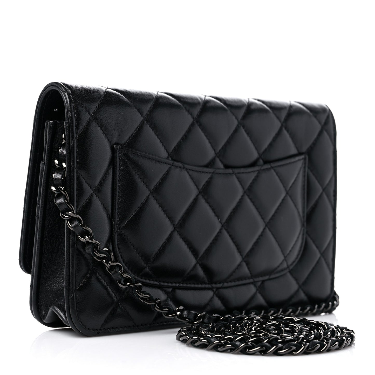 Lambskin Quilted Wallet On Chain WOC So Black
