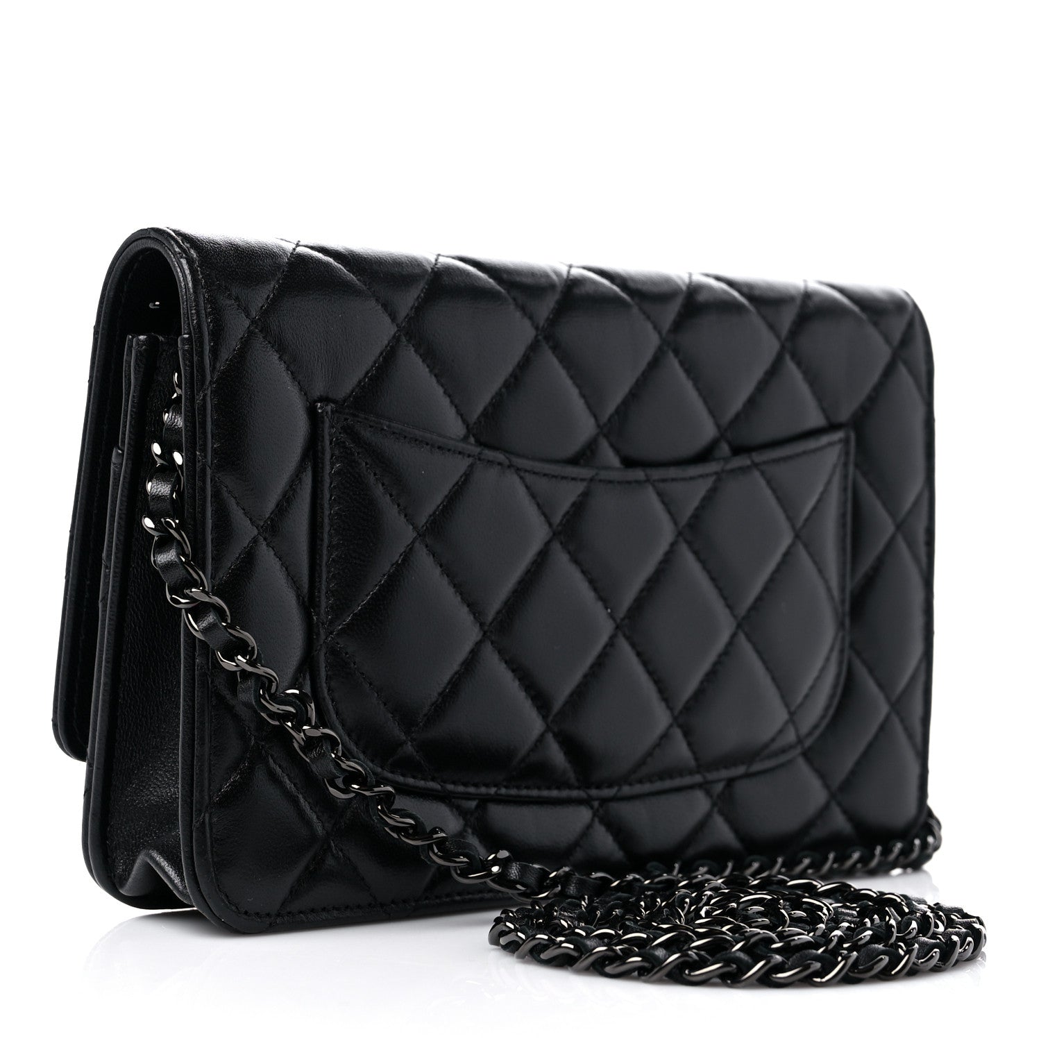Chanel Lambskin Quilted Wallet On Chain WOC So Black 3 of 11