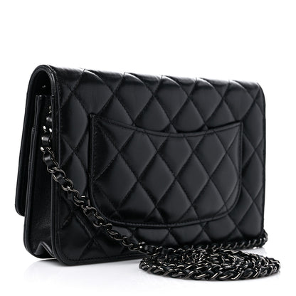 Chanel Lambskin Quilted Wallet On Chain WOC So Black 3 of 11