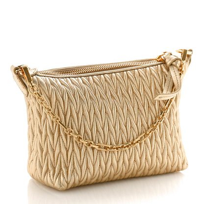 Miu Miu Metallic Nappa Matelasse Chain Shoulder Bag Platino 3 of 8