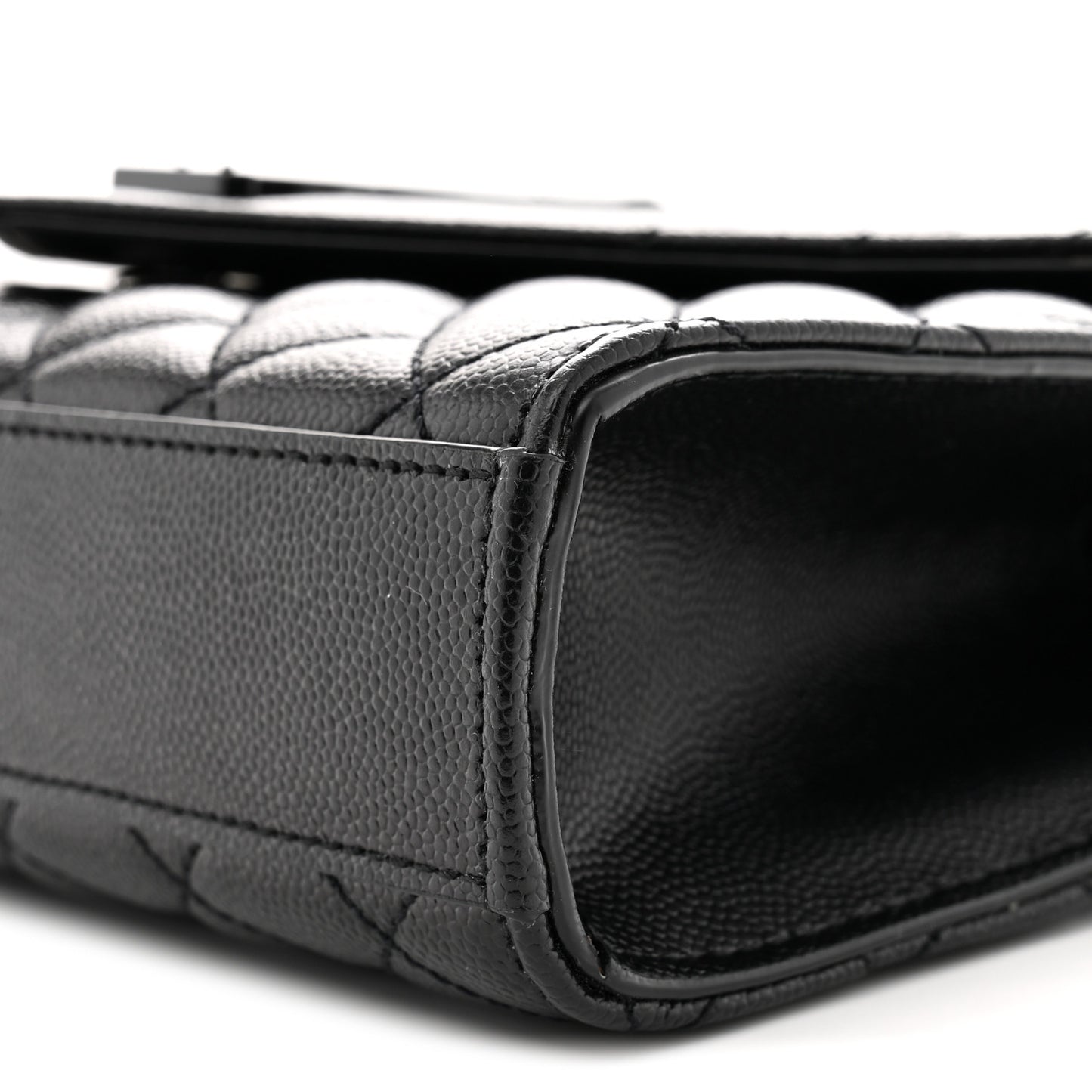 Grain De Poudre Textured Mixed Matelasse Triquilt Small Monogram Monochrome Satchel Black