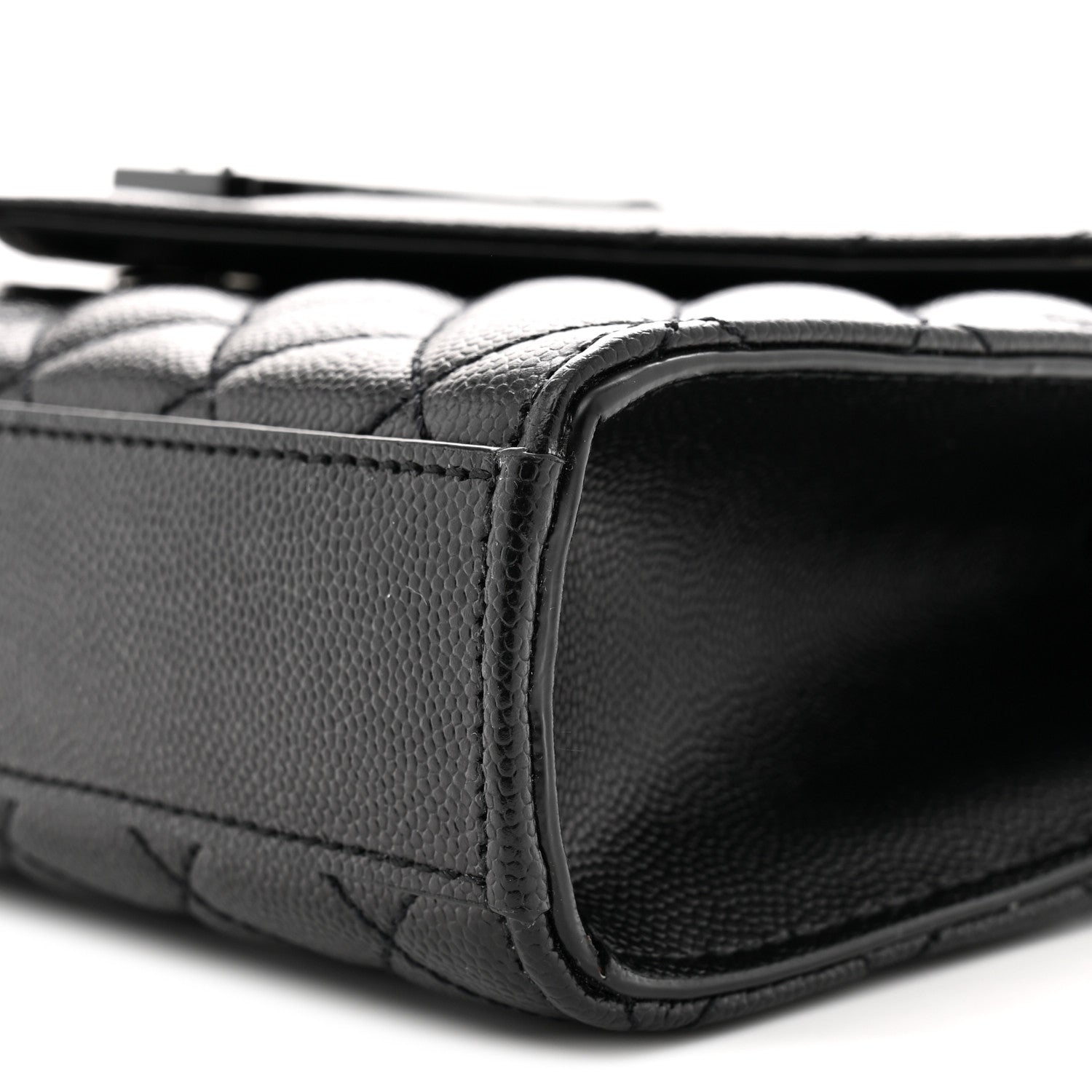 Saint Laurent Grain De Poudre Textured Mixed Matelasse Triquilt Small Monogram Monochrome Satchel Black 10 of 10
