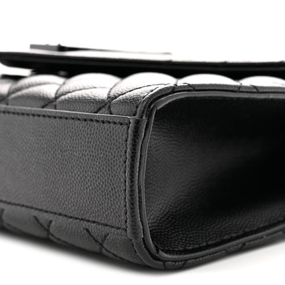 Saint Laurent Grain De Poudre Textured Mixed Matelasse Triquilt Small Monogram Monochrome Satchel Black 10 of 10