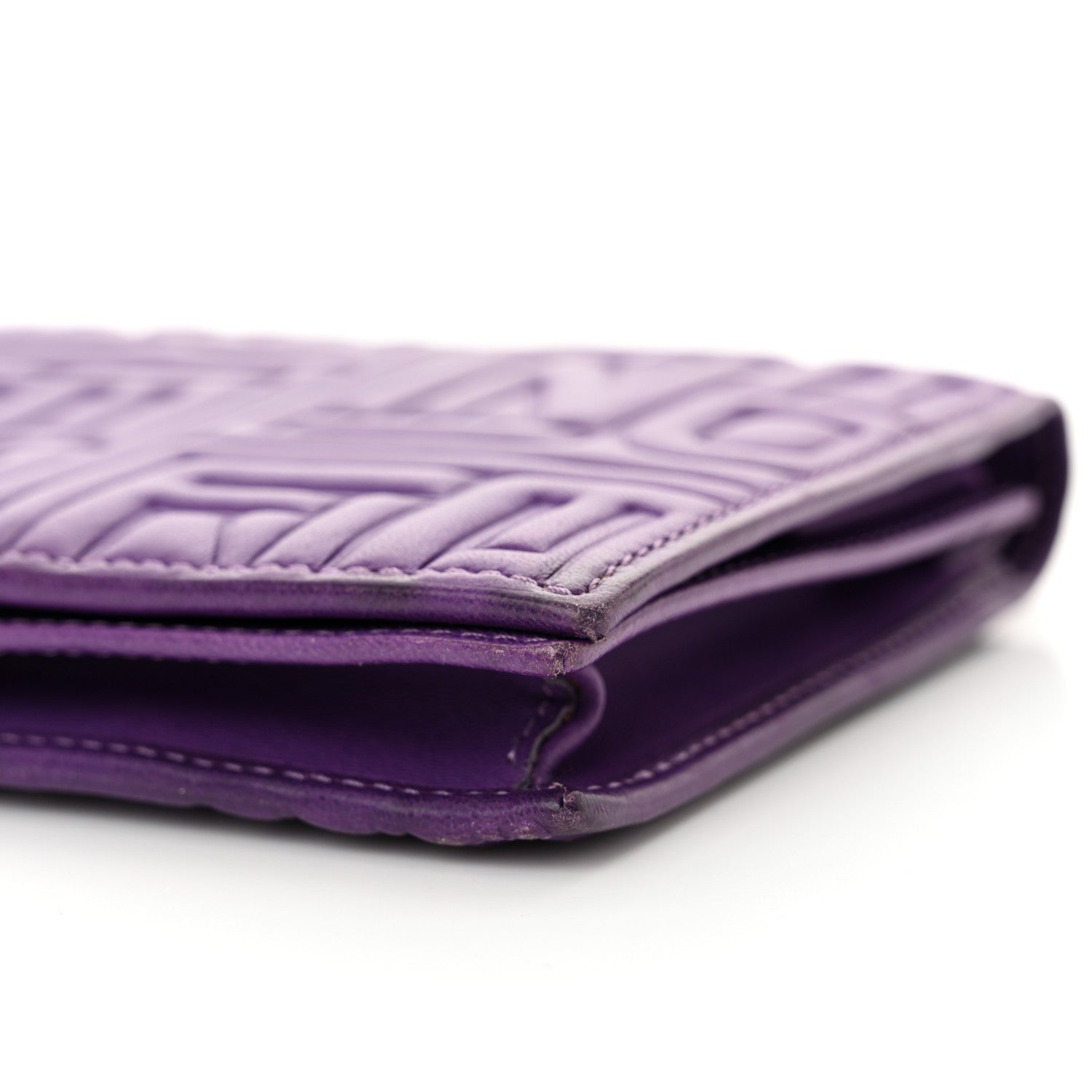 Fendi Nappa Logo Embossed Long Wallet On Chain Purple 12 of 15