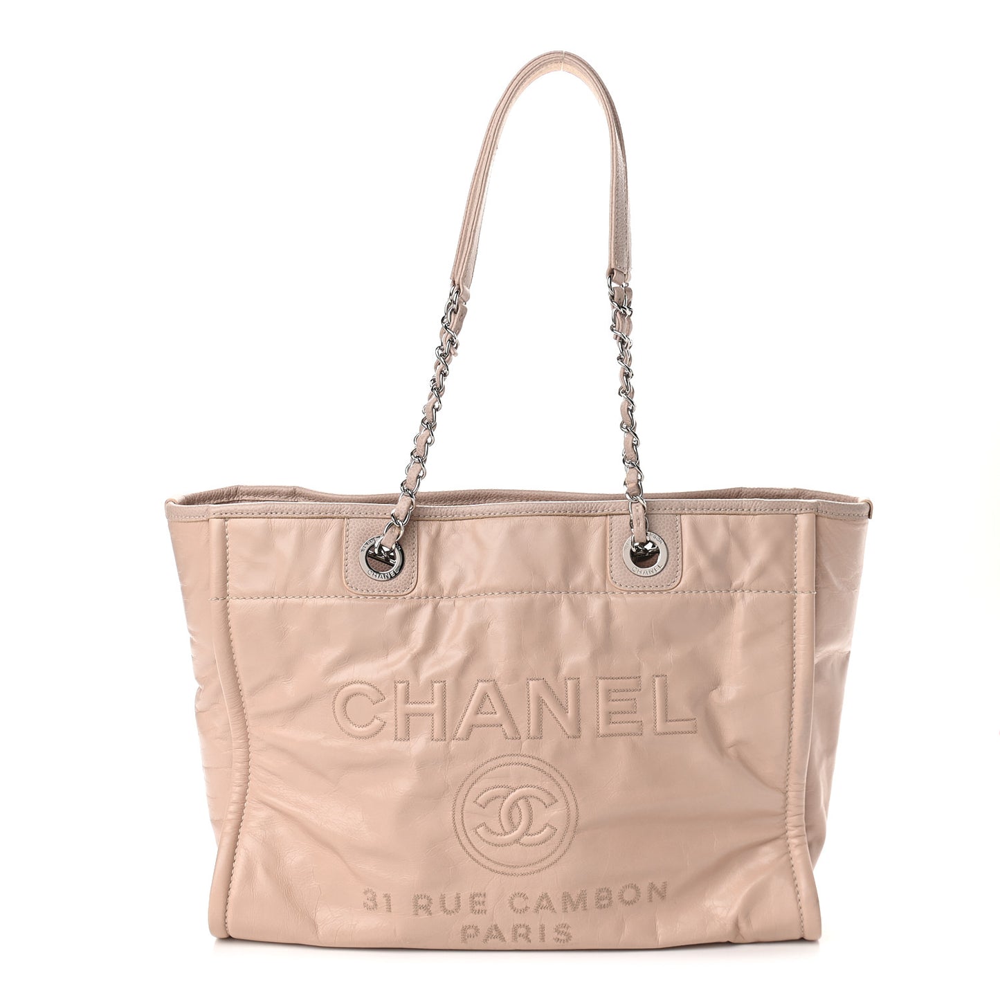 Glazed Calfskin Medium Deauville Tote Light Pink