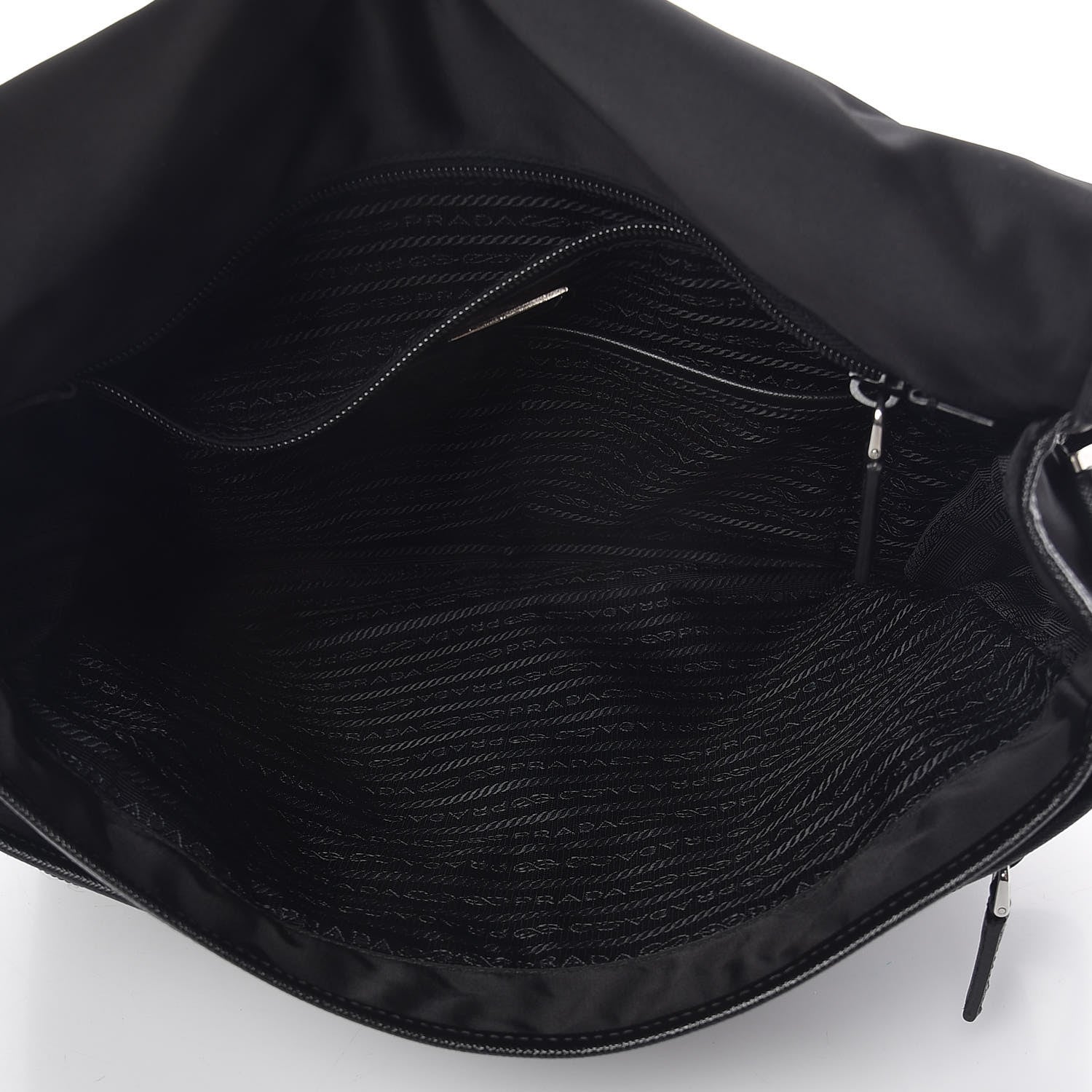 Prada Tessuto Nylon Saffiano Messenger Satchel Black 7 of 11