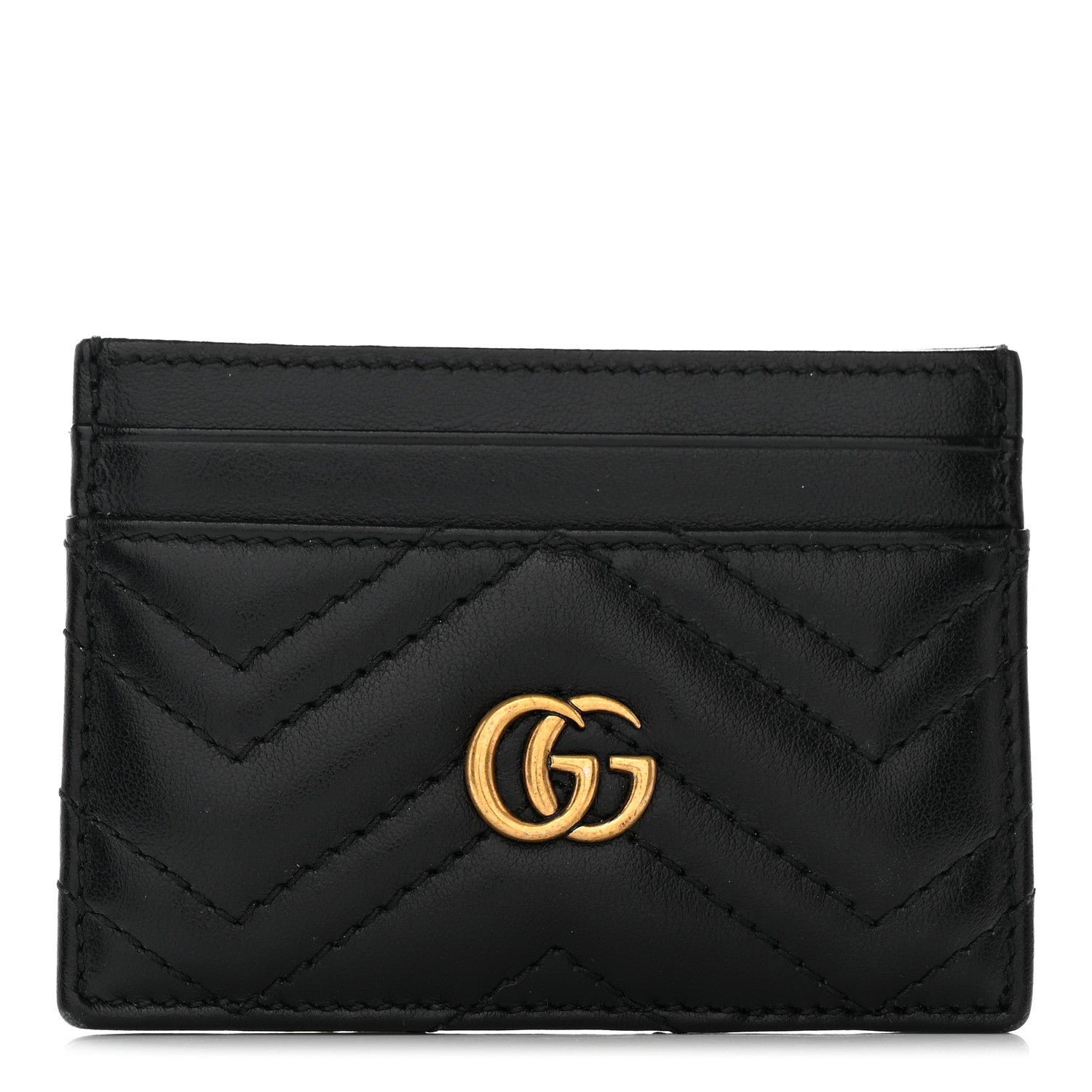 Gucci Calfskin Matelasse GG Marmont Card Holder Black 1 of 12