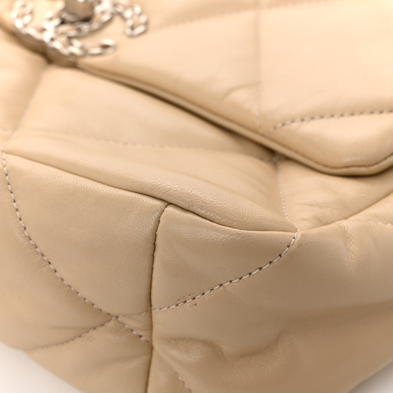 Chanel Lambskin Quilted Large Chanel 19 Flap Beige 11 of 14