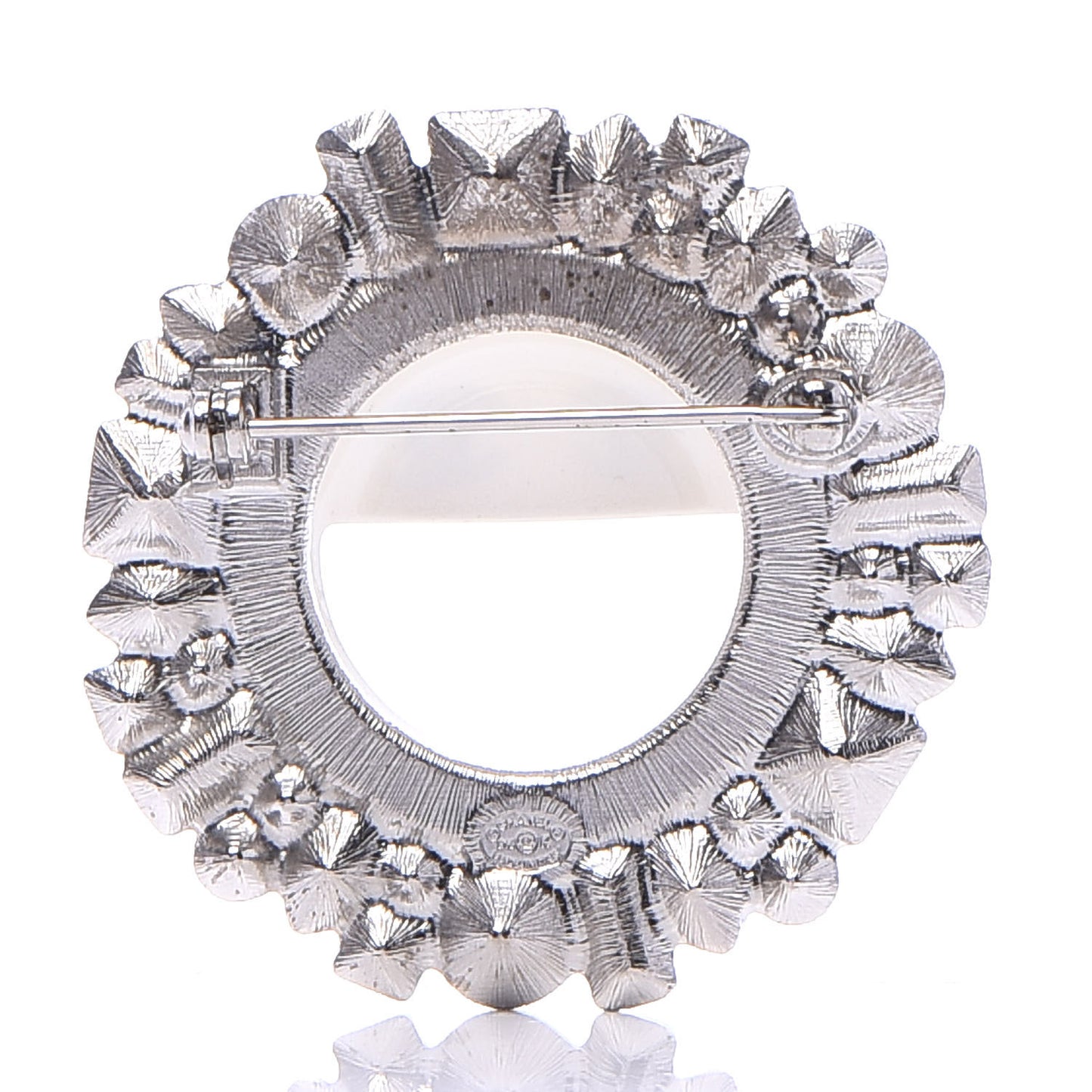 Crystal CC Smiley Emoji Brooch Silver