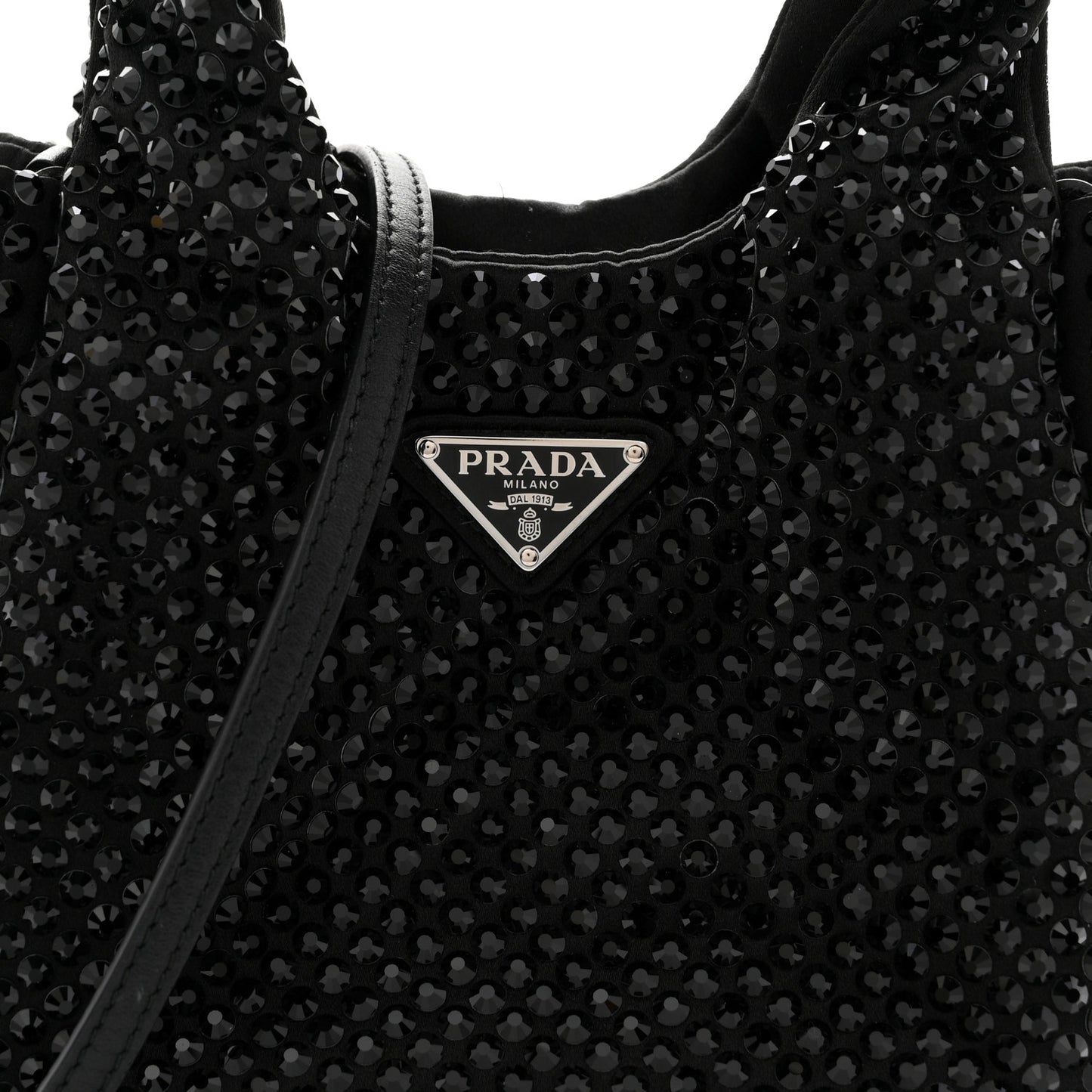 Satin Crystal Soft Padded Small Double Handled Shoulder Bag Black